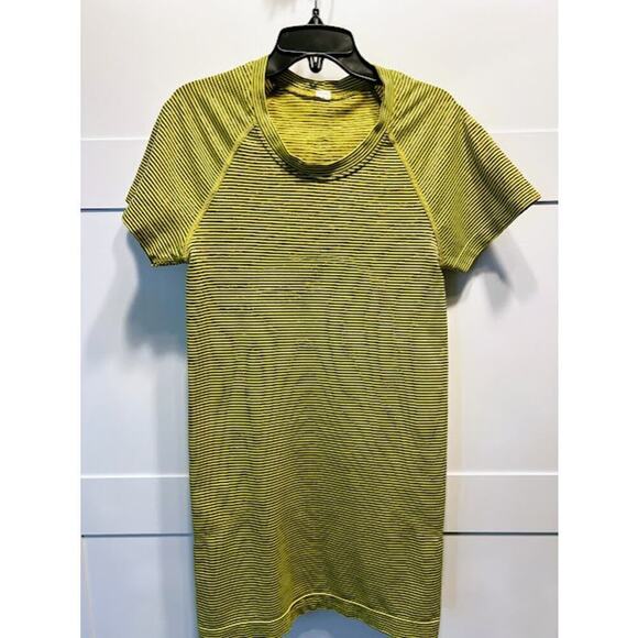 Swiftly Tech Short Sleeve Yellow Dark Gray Stripe Size 2 - Picture 1 of 6
